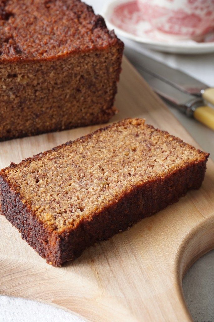 two slices of banana bread on a cutting board