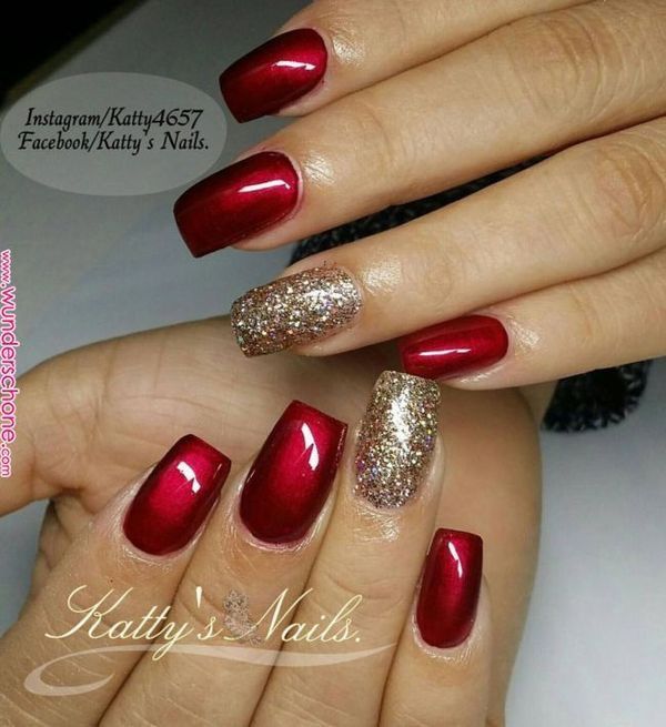 Christmas Nail Colors, Red And Gold Nails, Nails Sparkle, Nails 2022, Christmas Gel Nails, French Nail Designs, Christmas Nail Art Designs, Nails 2021, Thanksgiving Nails