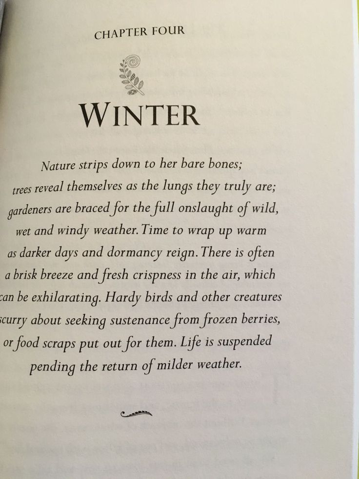 an open book with some writing on it's page and the words winter written in english