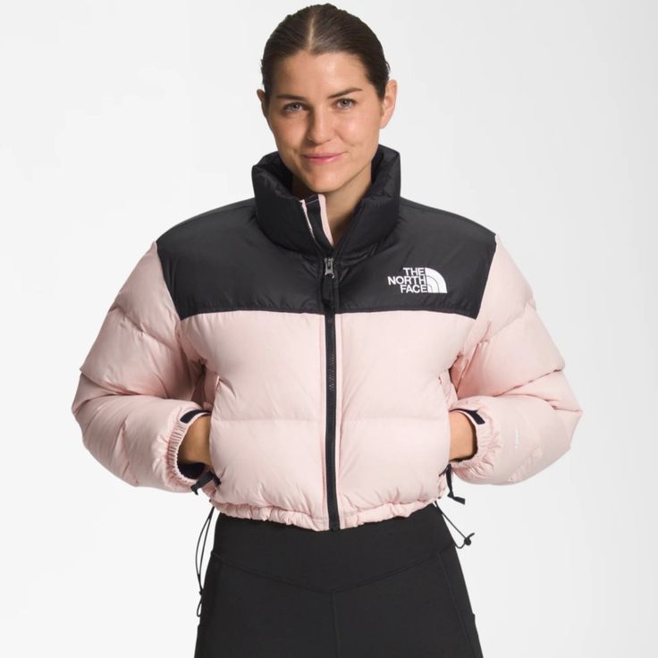 The Northface Nuptse Short Jacket Color Pink Moss Pit To Pit 25” Length 22” New With Tags! Line Through Label See Pic North Face Nuptse Short Jacket, The North Face Nuptse 1996, Northface Nuptse, Nuptse Short Jacket, 1996 Nuptse Jacket, Pink North Face Jacket, Pink North Face, Pink Puffer Jacket, North Face Nuptse