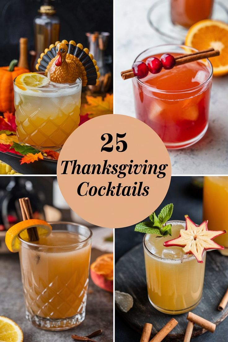 thanksgiving cocktails with orange and cinnamon garnish