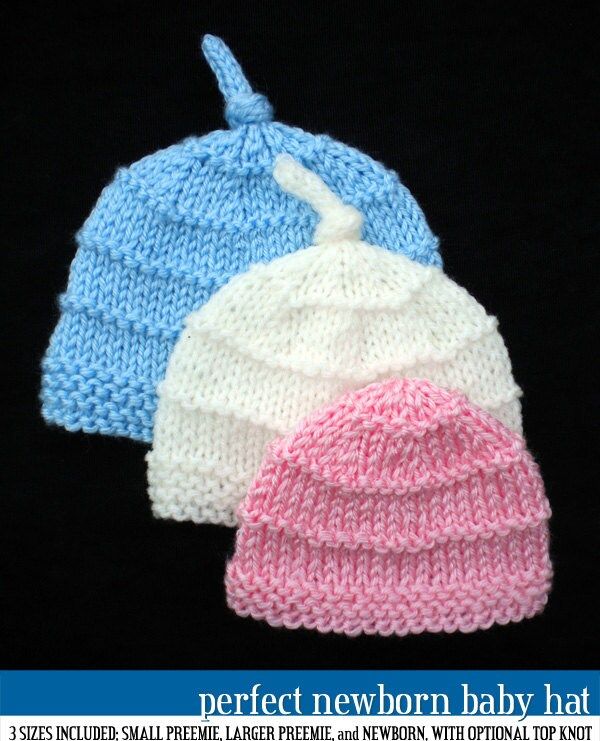 two knitted hats are sitting next to each other on a black background with the caption perfect newborn baby hat