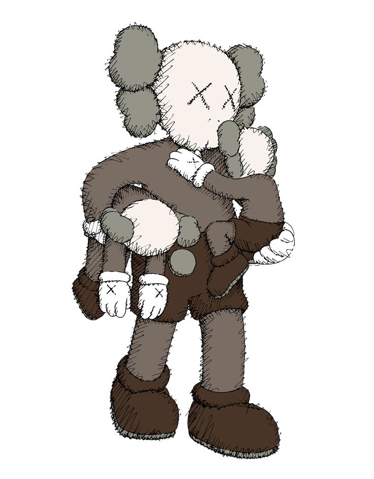 a drawing of a teddy bear holding another stuffed animal