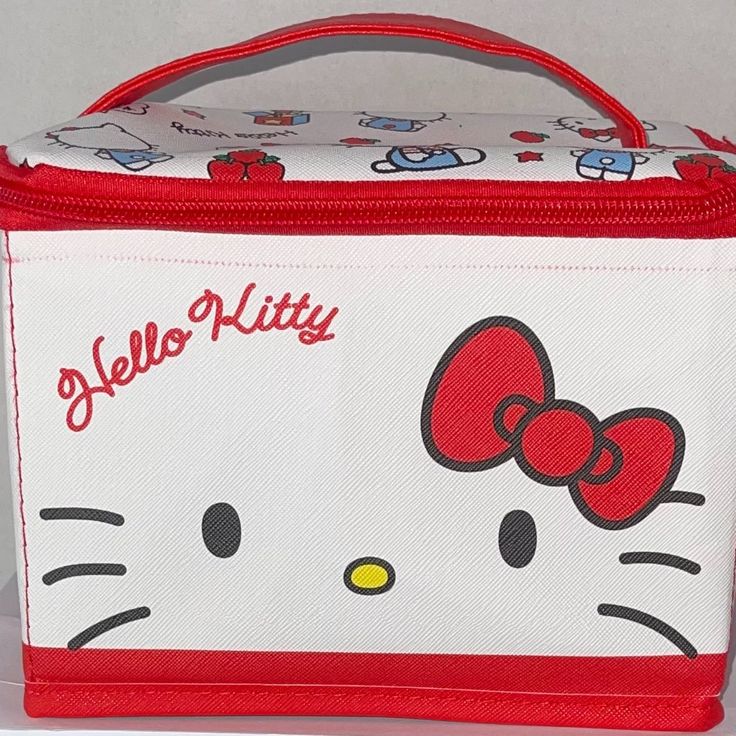 New Cute Hello Kitty Bag That Can Be Used For Lunch (As A Lunch Bag), Makeup, And/Or To Store Any Miscellaneous Items. Hello Kitty Print School Bag, Rectangular, School Bag With Hello Kitty Print, Hello Kitty Print School Bag, School Bags With Hello Kitty Print, Rectangular Shape, Playful White Bag With Zipper Closure, Cute White Lunch Bag For Travel, Playful Hello Kitty Bag As A Gift, Playful Hello Kitty Bag As Gift, Playful Hello Kitty Travel Bag