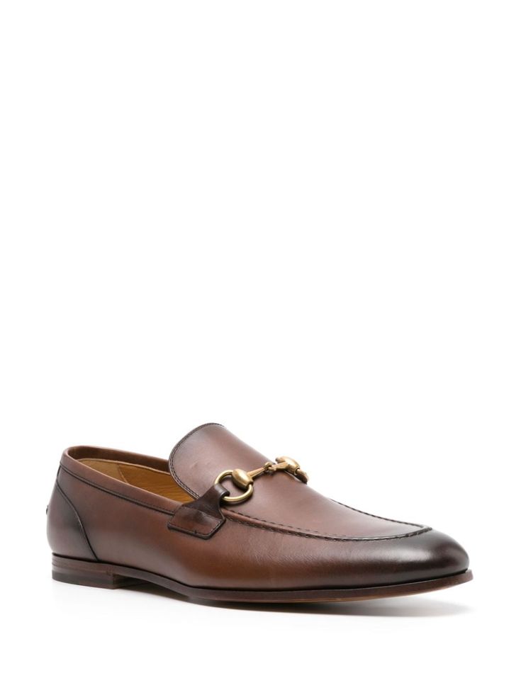 Gucci Jordaan Leather Loafers - Farfetch Gucci Jordaan, Loafers Brown, Aviator Watch, Balenciaga Track, Balenciaga Triple S, Dolce E Gabbana, Summer Beach Wear, Derby Shoes, Espadrille Shoes