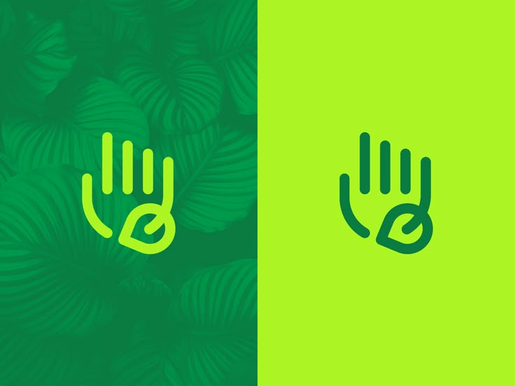 two green and yellow logos with hands in the middle