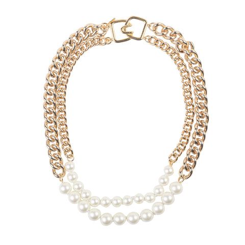 Luxury White Chain Necklace With Adjustable Chain, Elegant Double Strand Metal Chain Necklace, Pearl White Metal Chain Necklace, Long Pearl Charm Necklace, Classic Double Strand Pearl Chain Necklace, Elegant Gold Chain Link Necklace, Elegant Pearl Chain Necklace With Pearl Pendant, Luxury Double Strand Pearl Necklace, Formal Pearl White Chain Necklace With Pearl Chain