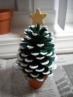 a fake pine cone is sitting on top of a newspaper next to a potted plant