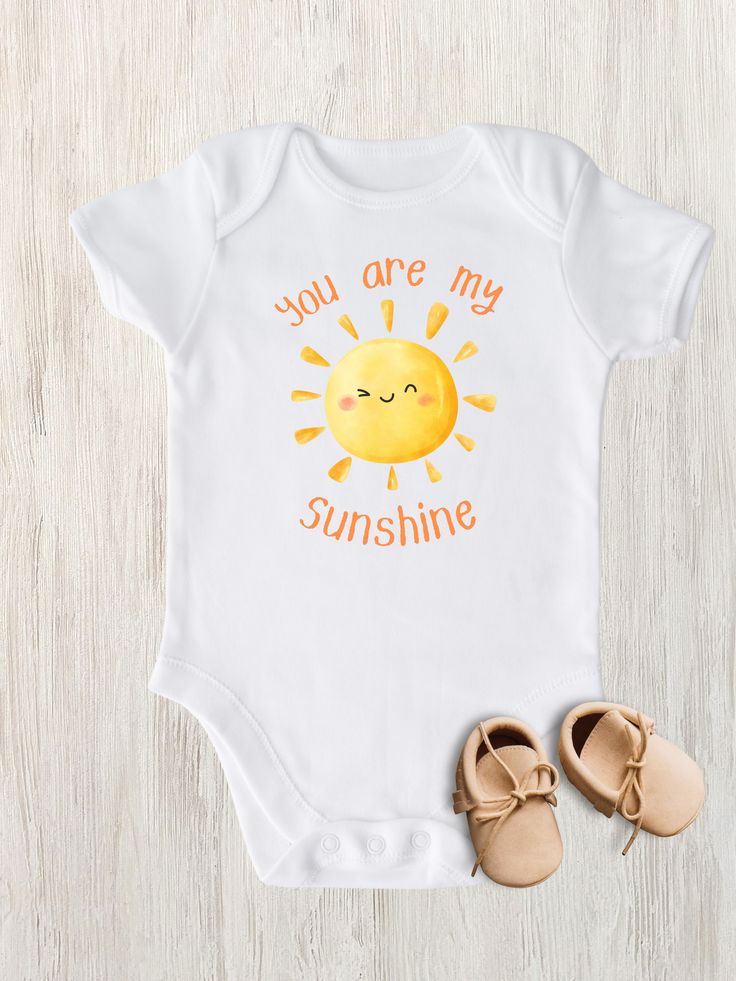 You are my Sunshine Baby ONESIES® - beecutebaby Baby Onsies Ideas Drawing, Summer White Onesie With Character Print, Cute Summer Onesie With Character Print, White Character Print Onesie For Summer, Summer Cotton Onesie With Character Print, Cute Fitted Printed Onesie, Cute White Onesie With Cartoon Print, Cute White Cartoon Print Onesie, Customizable Fitted Onesie For Summer