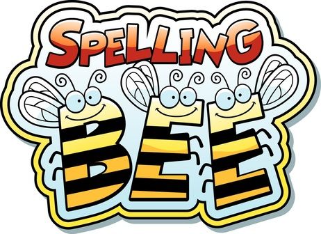 a sticker that says spelling bee with two bees in the middle and one on top