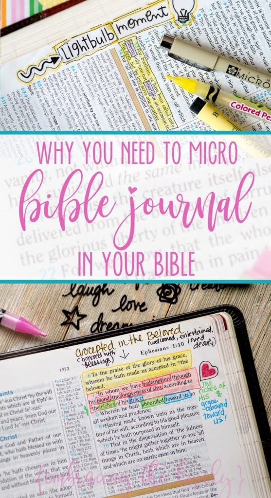 an open bible with the words why you need to micro bible journal in your bible