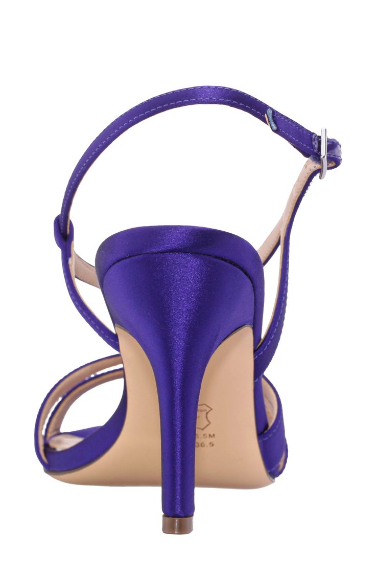 Interlocking vamp straps add visual intrigue to a slingback sandal set on a cushioned footbed and tapered heel. 3 1/2" heel Adjustable slingback strap with buckle closure Cushioned footbed Textile upper/synthetic lining/leather and synthetic sole Imported Midnight Plum, Slingback Sandal, Sandal Women, Plum, Womens Sandals, Size 7, Nordstrom, Buckle, Sandals