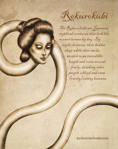 an illustration of a woman's head with a snake wrapped around her neck