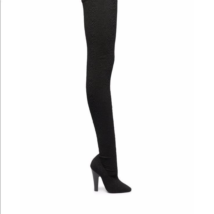 Yves Saint Laurent Thigh Boots With A Cloche Effect. Never Been Worn Before. Luxury Knee-high Boots For Evening, Luxury Evening Knee-high Boots, Elegant Over-the-knee Boots For Night Out, Elegant Over The Knee Legwear For Night Out, Elegant Over-the-knee Legwear For Night Out, Luxury Fitted Knee-high Boots For Winter, Chic Thigh High Platform Boots For Formal Occasions, Chic Thigh-high Platform Boots For Formal Occasions, Chic Thigh-high Heeled Boots For Formal Occasions