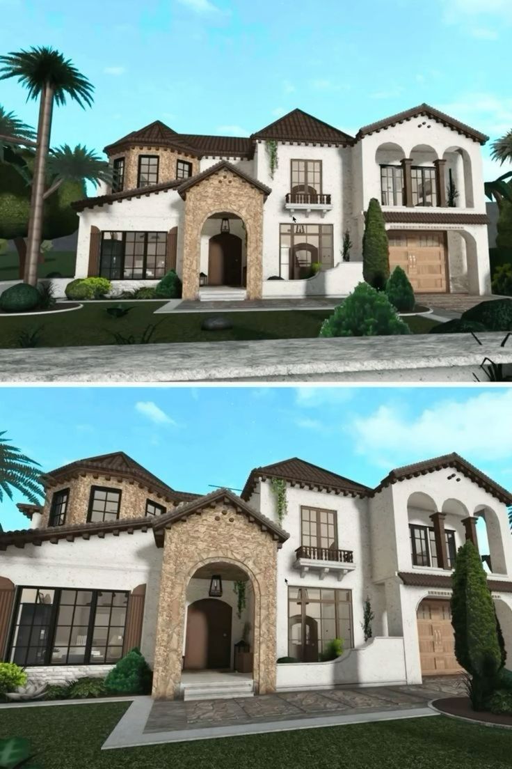 two renderings of the front and back of a house