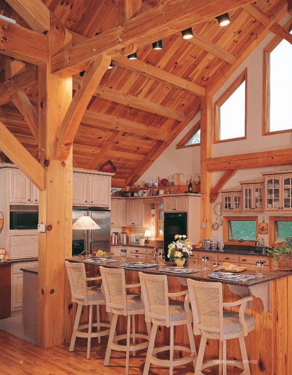 a kitchen with an island and lots of stools in the middle of the room