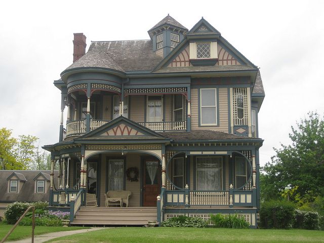 an old victorian style house in the suburbs