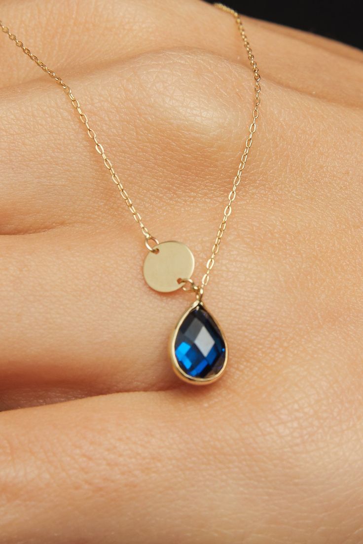 "High quality Sapphire necklace for everyday wearing. 14k Gold Sapphire Necklace, Sapphire Necklace for Women, Bestfriend Necklace Gift, Gold Sapphire Necklace 14k, Gold Sapphire Pendant *60 Day Return Policy We are committed to your satisfaction. Engraved or non-engraved; if you are not happy with your choice, return it in original condition within 60 days. ITEM DETAILS Material: Sapphire Necklace is 14K Solid GOLD (not filled or plated).  * Gold Necklace Chain Length: 18\" inch (45cm)  * Chain Teardrop 14k Stamped Jewelry As Gift, Elegant 14k Gold Birthstone Necklace With Briolette Shape, Gold Briolette Birthstone Necklace In 14k Gold, Fine Jewelry Briolette Necklace As Gift, 14k Gold Teardrop Necklace For Formal Occasions, Fine Jewelry Briolette Necklace For Gift, Formal 14k Gold Teardrop Necklace, Formal Teardrop 14k Gold Necklace, 14k Gold Teardrop Pendant Necklace For Anniversary