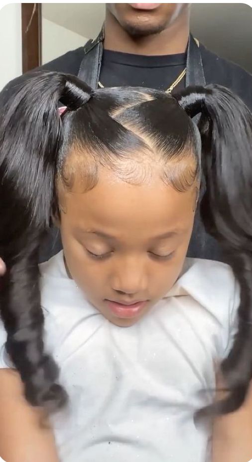 Sleek 2 Ponytail Weave, 2 Ponytail Hairstyles For Kids, Kids Ponytail Hairstyles, Children Hairstyles, Two Ponytail Hairstyles, Black Kids Braids Hairstyles, Barbie Ponytail, Silver Bedroom, Kid Hairstyles