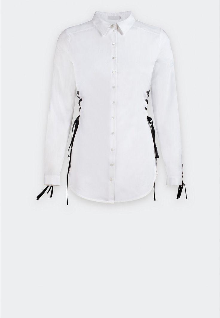 "Anne Fontaine is an on-the-rise Parisian designer who’s redefining the classic white button-down. Her Niag... White Shirts For Women, Shirts Style, Work Wear Outfits, Lace Tie, White Shirts, Office Fashion, French Design, White Shirt, Classic Looks