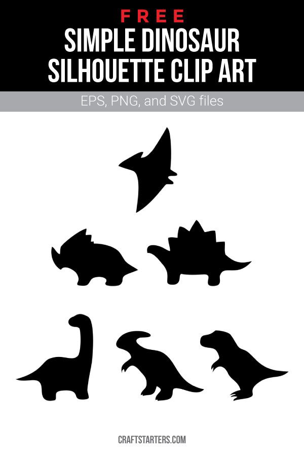 the silhouettes of dinosaurs are shown in black and white, with text that reads free simple