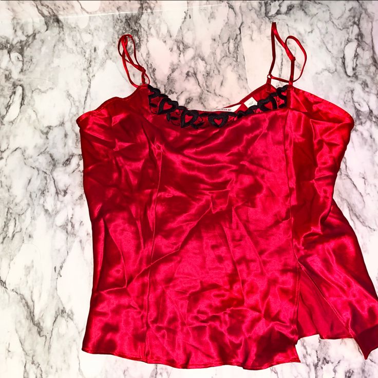 Vs 100% Silk Cami With Shorts Nwot Check Out My Closet For More Vs Listings Victoria's Secret Red Top For Party, Victoria's Secret Red Party Top, Casual Red Camisole For Party, Red Satin Tops For Summer, Victorias Secret Set, Silk Cami, My Closet, Women's Intimates, Victoria’s Secret