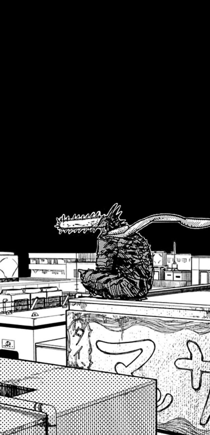 a black and white drawing of an alligator on top of a building