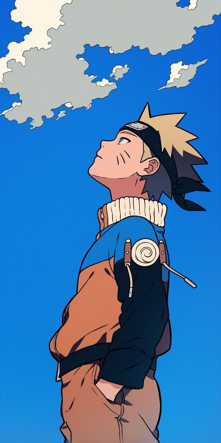 an anime character with his head in the clouds