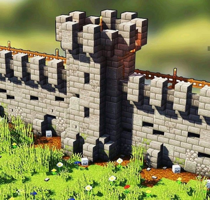 Minecraft Stone Wall, Minecraft Castle Walls, Minecraft Kale, Minecraft Medieval Village, Minecraft Wall Designs, Villa Minecraft, Minecraft Castle Designs, Construction Minecraft, Minecraft Kingdom