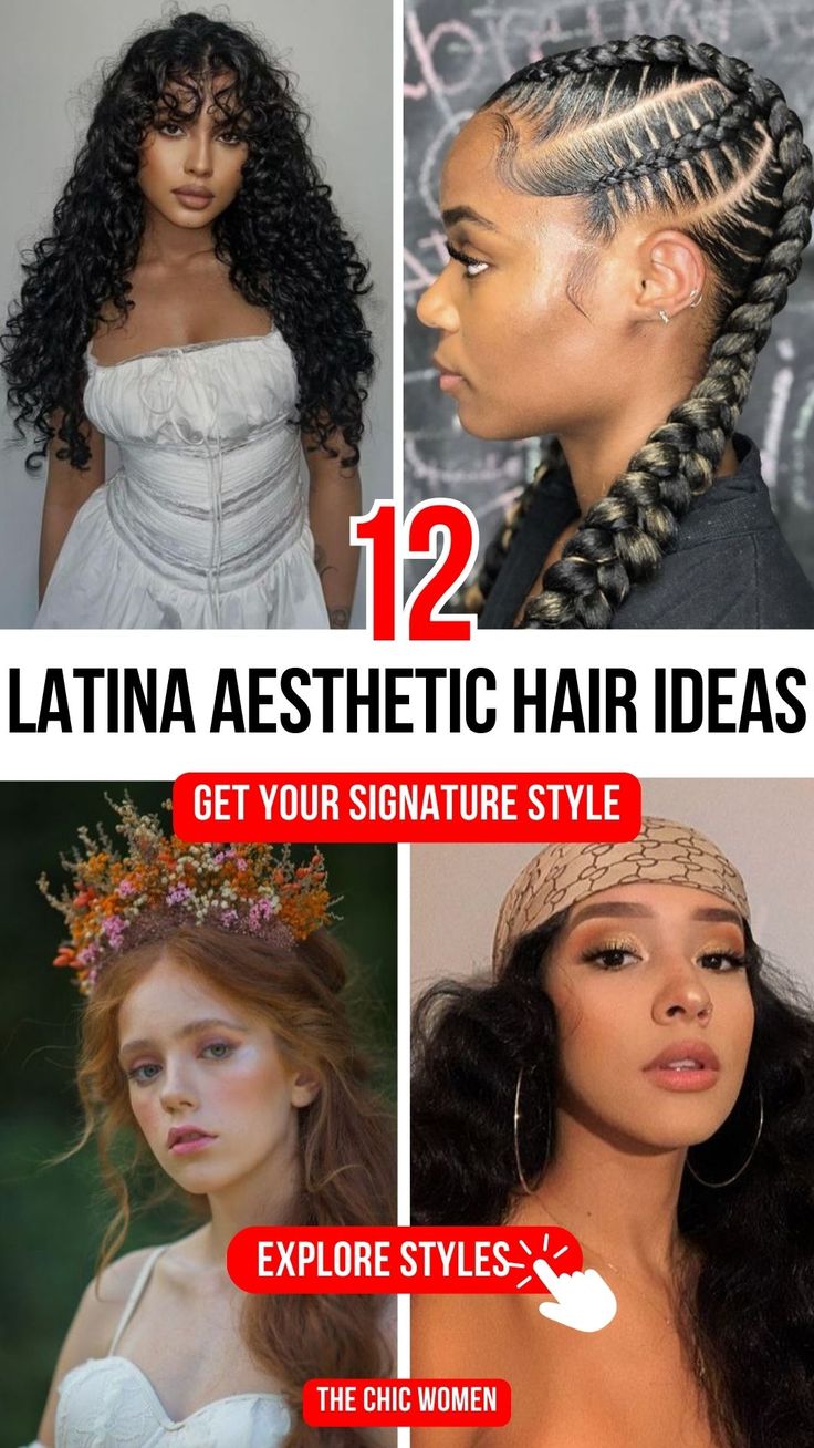 12 Gorgeous Latina Hairstyles for Effortless Beauty Braided Hairstyles For Latina Women, Dominican Hairstyles, Latina Baddie Hairstyles, Latina Braids, Latina Hairstyle, Afro Latina Women, Hispanic Hairstyles, Latina Aesthetic Hair, Cute Latina Hairstyles