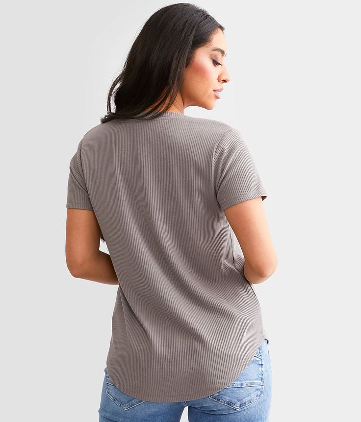 White Crow Serena Henley - Grey X-Small, Women's Earth Brushed knit ribbed henley Bust measures 37 on size small Body length 25 on size small. Layering piece(s) and/or accessories sold separately.. 48% Rayon 29% Polyester 19% Nylon 4% Spandex. Machine wash cold. Turn inside out. Wash with like colors. Gentle cycle. Do not bleach. Tumble dry low. Do not dry clean.. Measurements: Bust -Fullest part of bust with arms at sides. Waist -Circumference of natural waist: above belly button below rib cage Casual Stretch Spring Henley, Spring Ribbed Tops With Henley Neckline, Casual Ribbed Top With Henley Neckline, Spring Ribbed Henley Neckline Tops, Everyday Ribbed Henley Neckline Tops, Everyday Ribbed Henley Tops, Spring Cotton Ribbed Henley, White Crow, Women's Henley