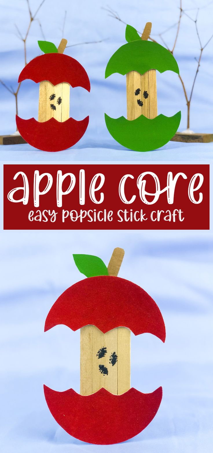 apple core popsicle stick craft for kids to make