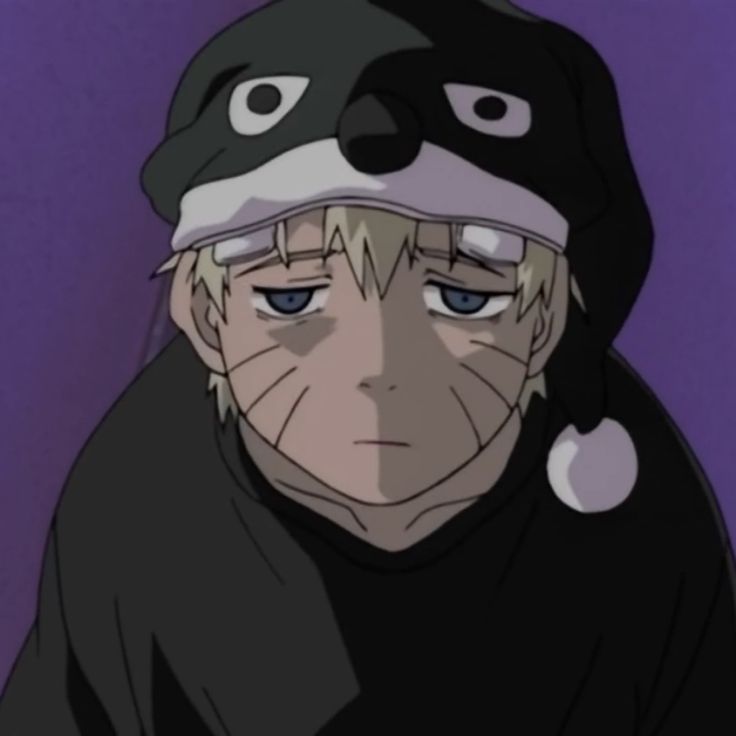 an anime character with blue eyes wearing a black hoodie and a white cap on his head