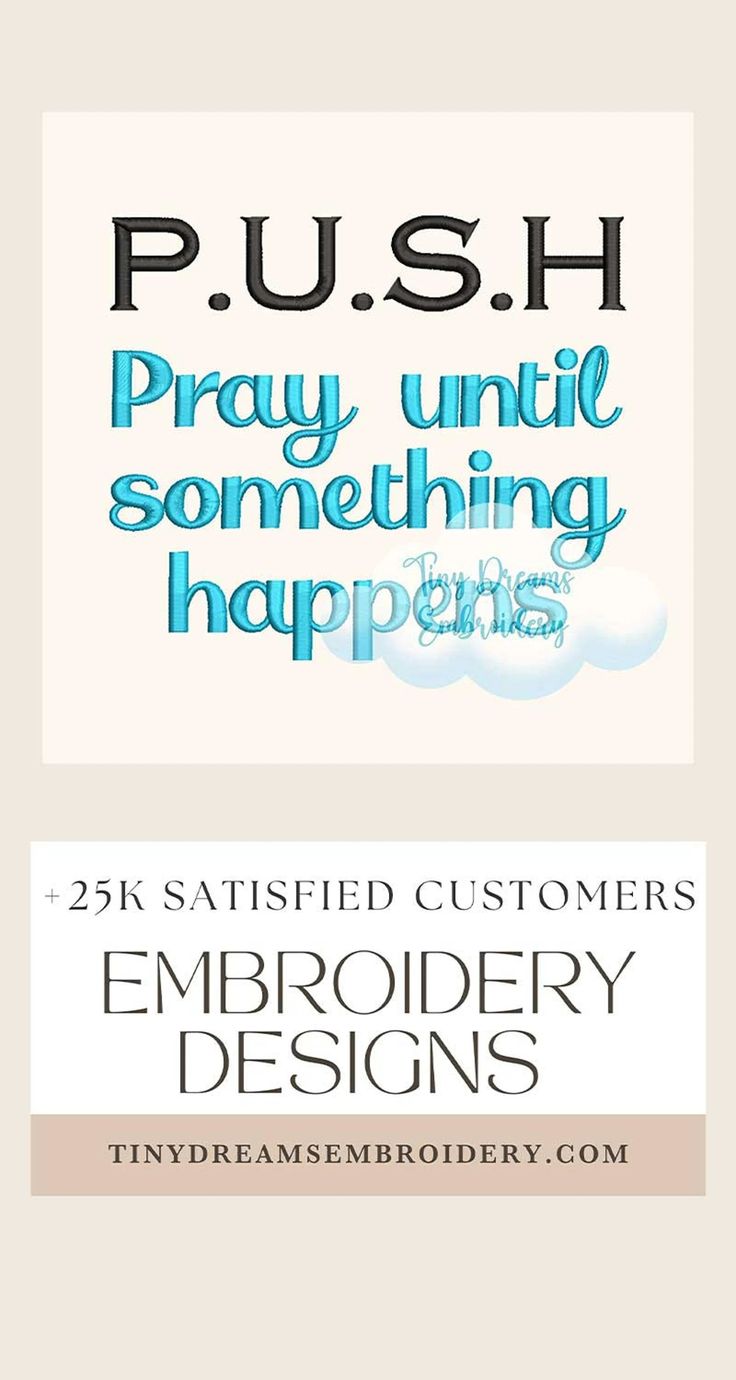 some type of business card with the words push and pray until something happens to them