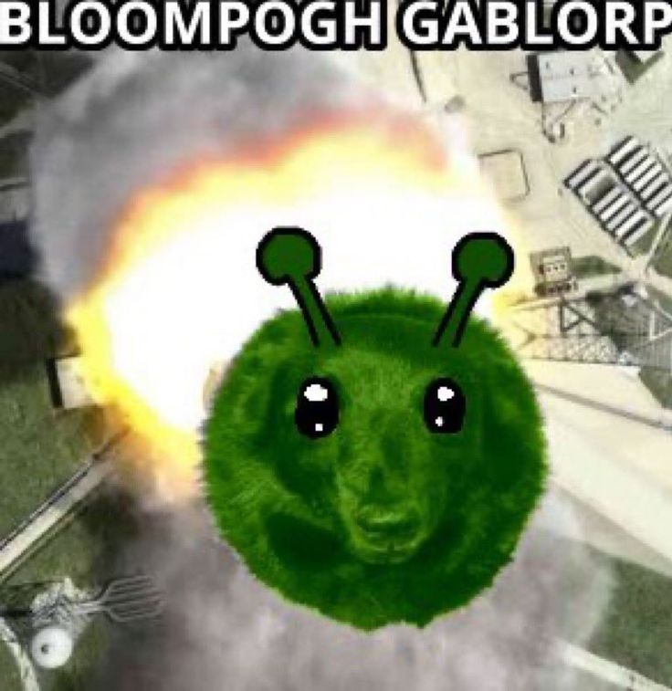 an animated image of a green bug with the words, blooppoghgabolp on it