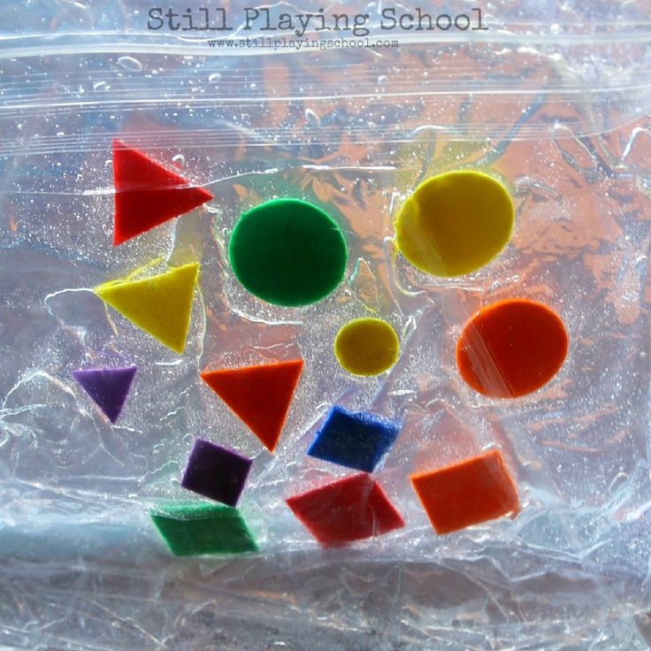 several different colored shapes in plastic bag