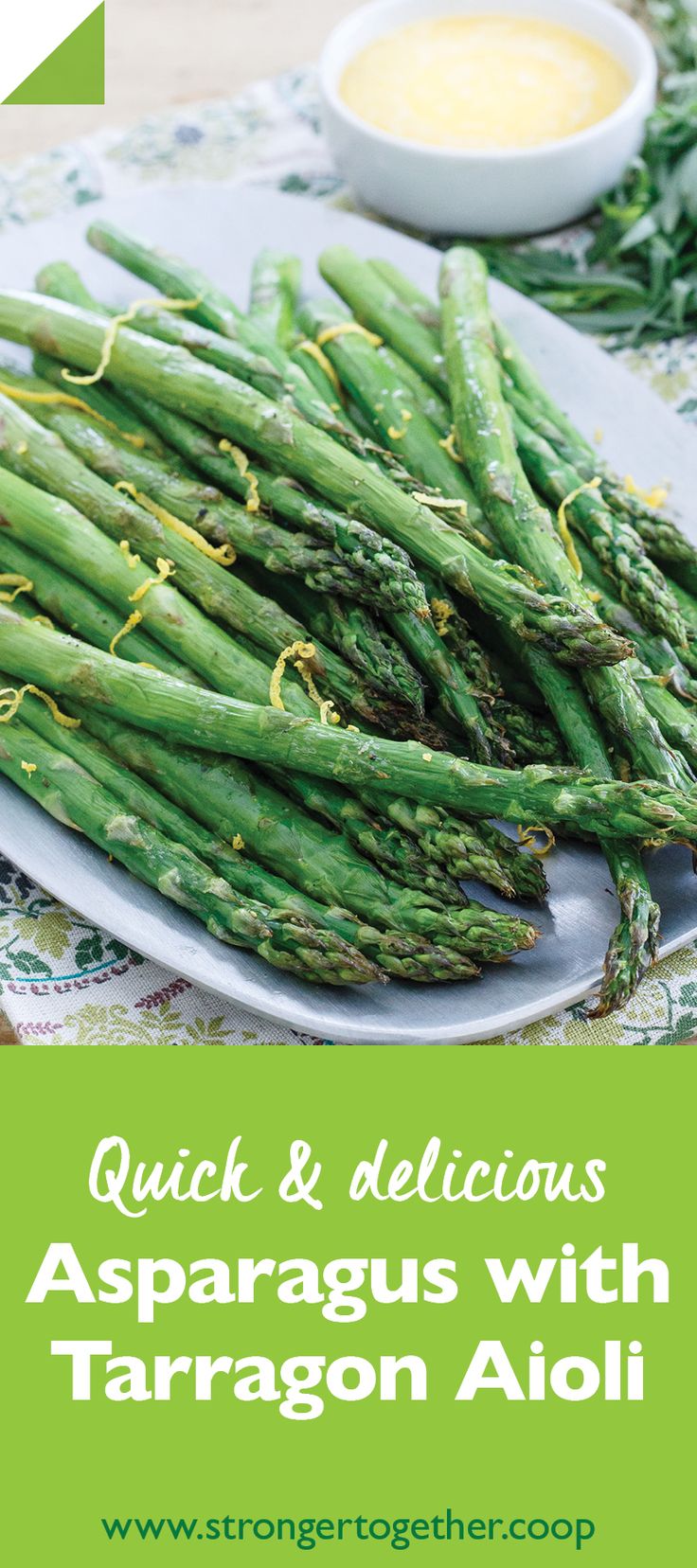 asparagus with tarragon aioli on a plate