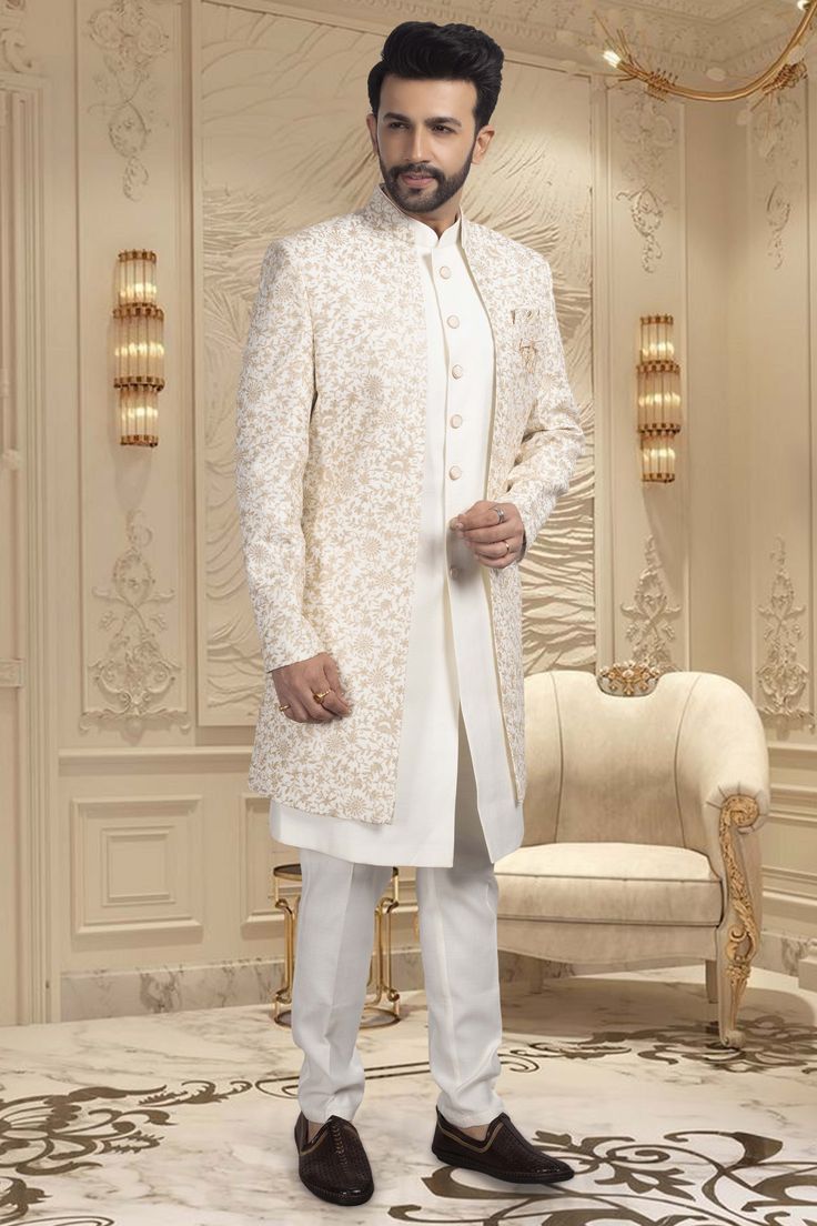 Introducing our U2-S345 sherwani, a sophisticated and exclusive piece for the modern man. This open jacket sherwani exudes elegance with a touch of luxury, perfect for any formal occasion. Elevate your style with our finely-crafted sherwani, designed to make a statement with its timeless design and impeccable fit. Men Sherwani Wedding Pakistani, Sherwani For Men Wedding Pakistani, Open Jacket Sherwani, Sherwani For Men Wedding, Mens Sherwani, Wedding Pakistani, Sherwani For Men, Open Jacket, Weeding