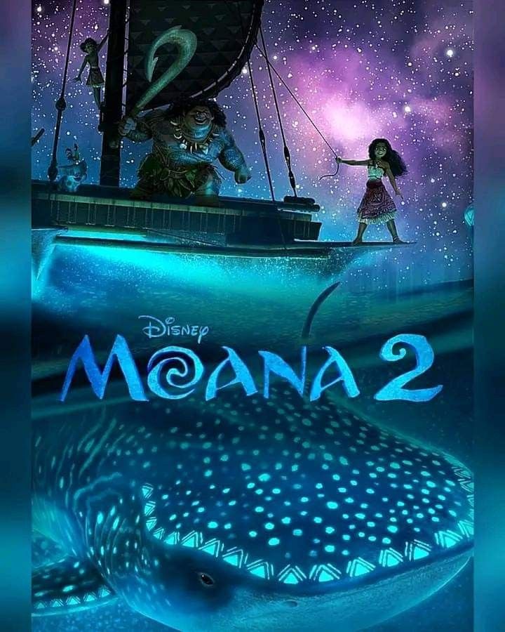 the poster for moan 2 is shown with a girl on a boat next to a whale