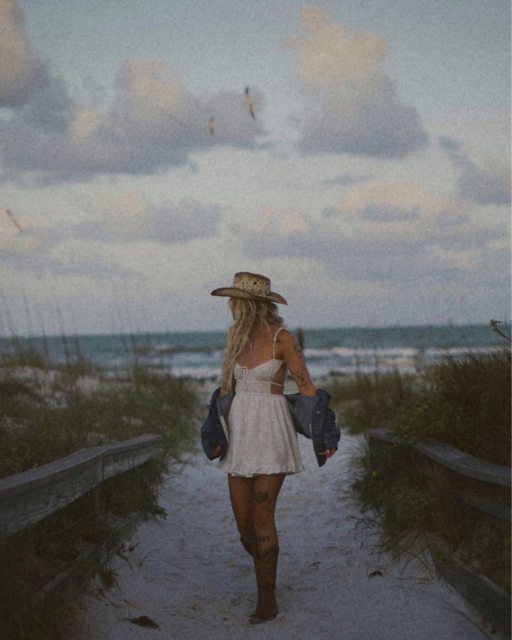 Cowboy Boots White Dress, Blue Hour Photoshoot, Cheap Cowgirl Boots, Cowboy Boots White, Tecovas Boots, Cowgirl Beach, Straw Cowgirl Hat, Dress Denim Jacket, Cowgirl Photoshoot