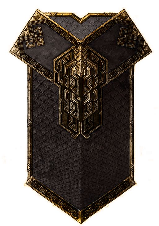 a stylized image of a black and gold object with intricate designs on it's sides