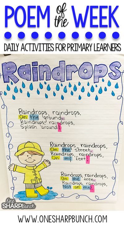 a poster with raindrops and the words poem of the week