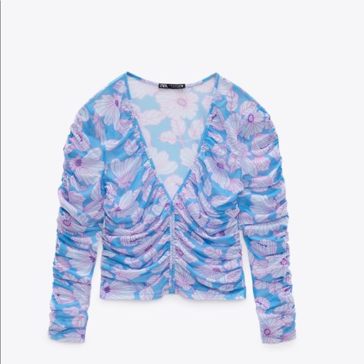 Never Worn. Out Of Stock On Zara Website. Zara Purple Party Top, Zara Purple Top For Party, Zara Light Blue Party Top, Fitted Purple Zara Blouse, Zara Lavender Casual Tops, Zara Purple Floral Print Tops, Zara Lavender Spring Tops, Zara Purple Top For Fall, Zara Lavender Tops For Spring