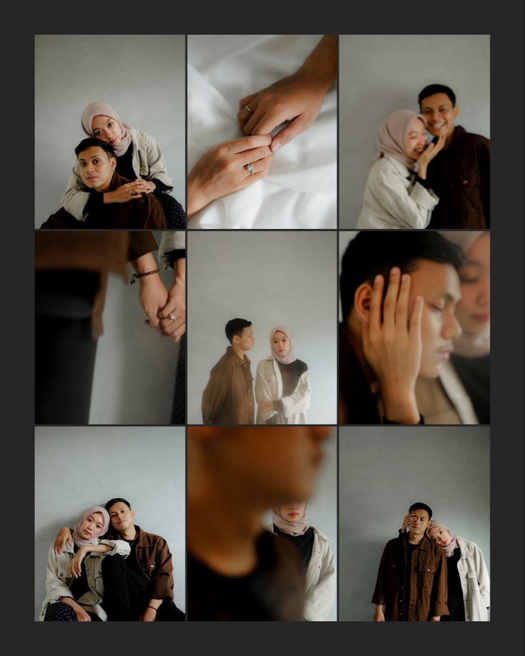 a collage of photos with people holding each other