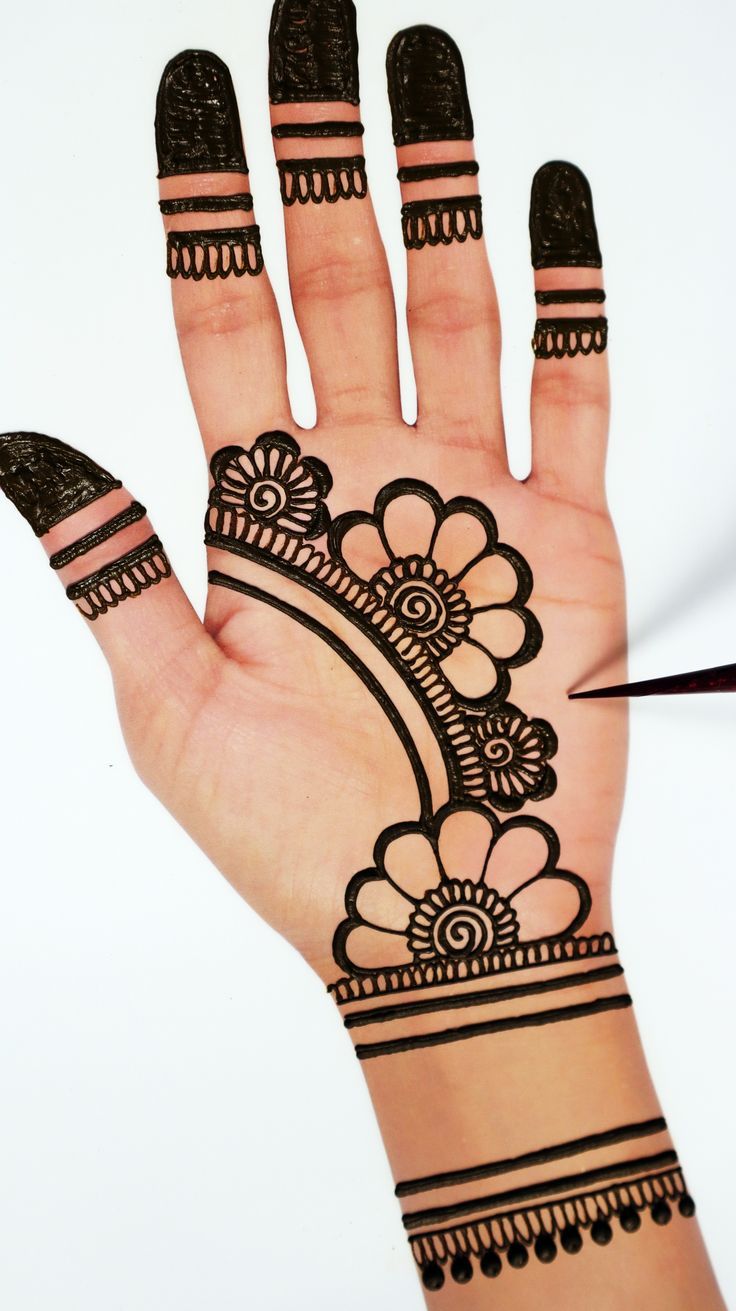 the hand is decorated with henna designs