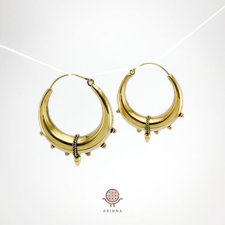 Chunky brass hoop earrings. We have three different sizes for these earrings Weight and size: XX Large : length 60.2 mm - width 50.6 mm - weight 14 gr X Large  : length 55.16 mm - width 43.17 mm - weight 10.68 gr Large     : length 52.27 mm - width 43.68 mm - weight 10.39 gr Medium : length 40.93 mm - width 34.39mm - weight 5.31 gr Small     :length 40.52 mm - width 29.27 mm - weight 7.53 gr X Small  :length 28.82 mm - width 18.78 mm - weight 2.59 gr  Product details  These beautiful tribal hoop Crescent Metal Hoop Earrings For Festivals, Hoop Cartilage Earrings For Festivals, Crescent Hoop Earrings For Festival, Crescent Festival Hoop Earrings, Handmade Brass Hoop Huggie Earrings, Handmade Brass Small Hoop Huggie Earrings, Small Hoop Brass Cartilage Earrings, Festival Brass Hoop Plug Earrings, Nickel-free Crescent Hoop Earrings For Festivals