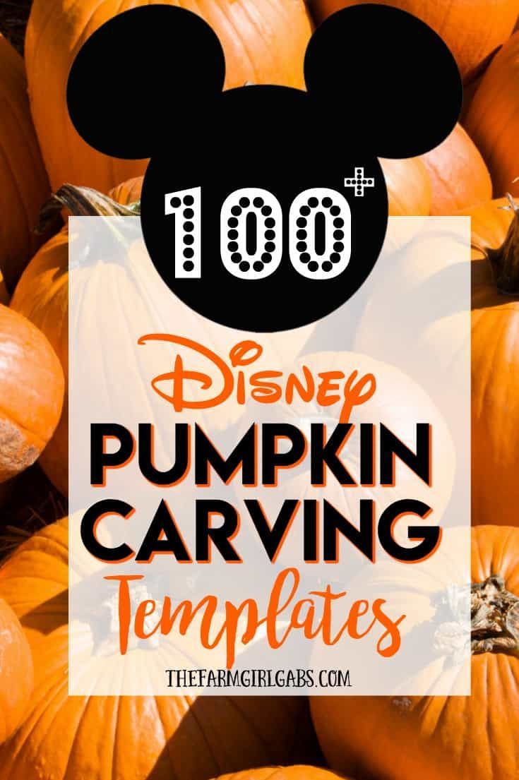 pumpkins with the words 100 disney pumpkin carving templates on them and mickey mouse heads