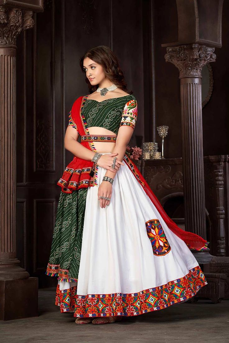 color-white, fabric-cotton-silk, work-embroidered, brand-name-krupali-savani,occasion-festivewear, occasion-wedding-guest, womenswear,ideal-for-women, lehengas, Product Features: Color: White Lehenga Fabric: Cotton Silk Choli Fabric: Banglory Silk Inner Fabric: Crepe Work: Embroidered Sleeves: Short Sleeves Neck Type: Boat Neck Wash Care: Dry Clean Occasion: Festivewear, Wedding Guest Product Type: Lehenga Choli with Dupatta Disclaimer: There will be slight difference in digital to actual image Bandhani Lehenga, White Lehenga Choli, Bandhej Print, Plus Size Lehenga, White Lehenga, Cotton Lehenga, Lehenga Fabric, White Saree, Red Lehenga