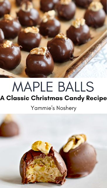 chocolate covered candies are sitting on a plate with the words maple balls above them