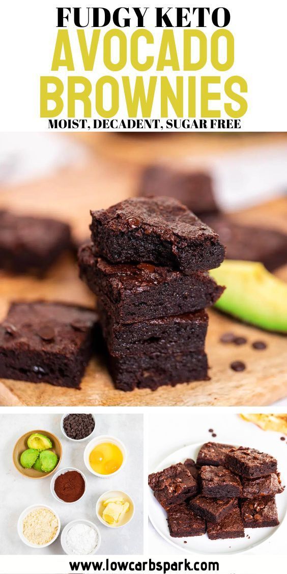 fudgy keto avocado brownies recipe on a cutting board